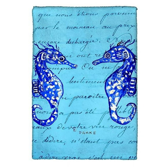 Betsy Drake KT345 Blue Sea Horses Kitchen Towel