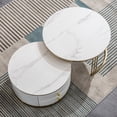 thumbnail image 7 of Round Nesting Coffee Table Set of 2, 31.5" Faux Marble Tea Table with 2 Drawers for Living Room, Office, 7 of 7