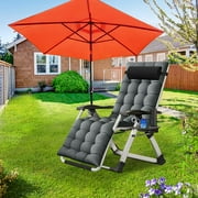 ABORON Zero Gravity Chair, Outdoor Padded Lounge Chair with Side Table, Zero Gravity Recliner Chair with Removable Cushion & Headrest