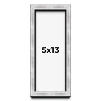 5x13 Frame Brushed Silver Solid Wood Picture Frame | 0.75 Inch Moulding Width | Rabbet Depth 0.75