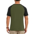 thumbnail image 3 of INSPIRE CHIC Men's Button Down Color Block Short Sleeve Raglan Henley Shirts XL Olive Green, 3 of 5