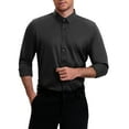thumbnail image 5 of INSPIRE CHIC Men's Point Collar Long Sleeve Button Down Solid Color Formal Dress Shirts Black M, 5 of 6