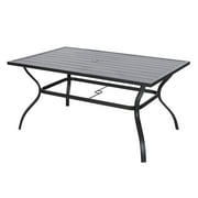 Vicllax Rectangular Outdoor Bistro Table Patio Dining Table for 6 People Metal Frame Garden Furniture Black
