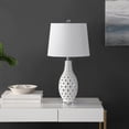 thumbnail image 1 of Safavieh Lighting Collection Harlem White Ceramic 26-inch Bedroom Living Room Home Office Desk Nightstand Table Lamp (LED Bulb Included), 1 of 5