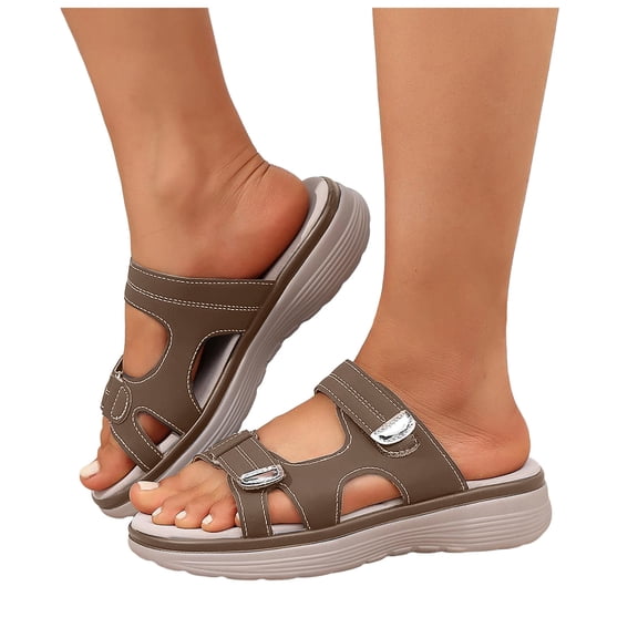 Rokment Orthopedic Walking Nursing Slip on Sandals for Women with Adjustable Straps 2026 Beach Summer Comfortable Arch Support Memory Foam Platform Casual Slippers A Size 6