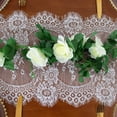 thumbnail image 3 of 14x120-Inch Farmhouse Table Runner - White Lace Runners with Scalloped Edges | Rustic Boho Linen for Wedding, Party, Banquet & Christmas Decor, 3 of 7
