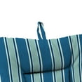 thumbnail image 4 of Jordan Manufacturing 38" x 21" Sanders Puff Blue and Gray Green Stripe Rectangular Outdoor Wrought Iron Chair Cushion with Ties and Hanger Loop, 4 of 11