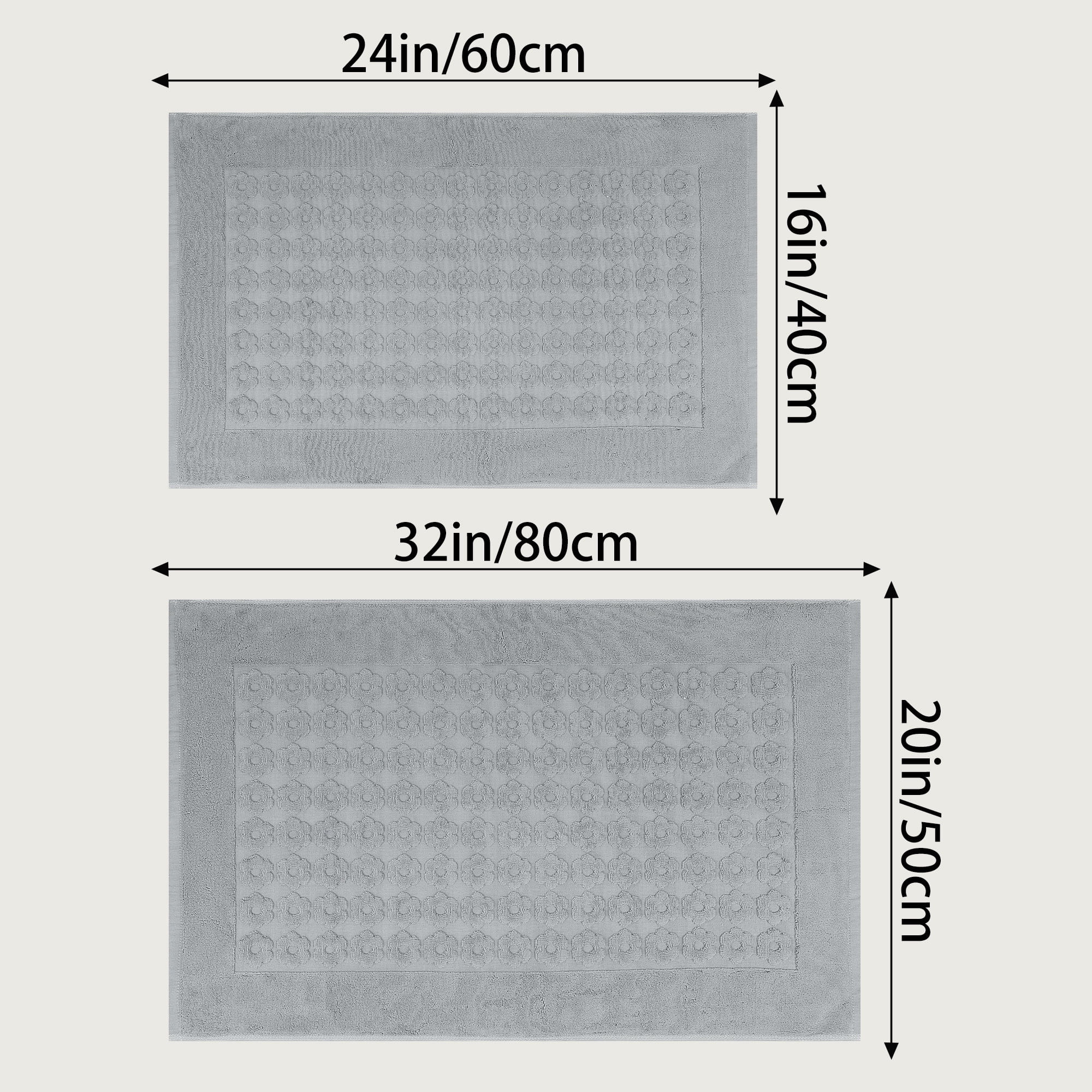 Unique Bargains Bath Rugs Towel Cotton Absorbent Hotel Shower Floor Mat Grey 16" x 24"