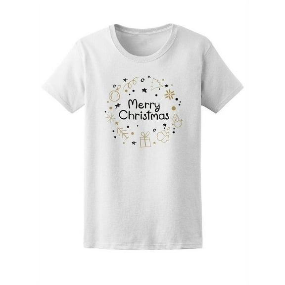 Merry Christmas Presents Wreath Tee Women's -Image by Shutterstock