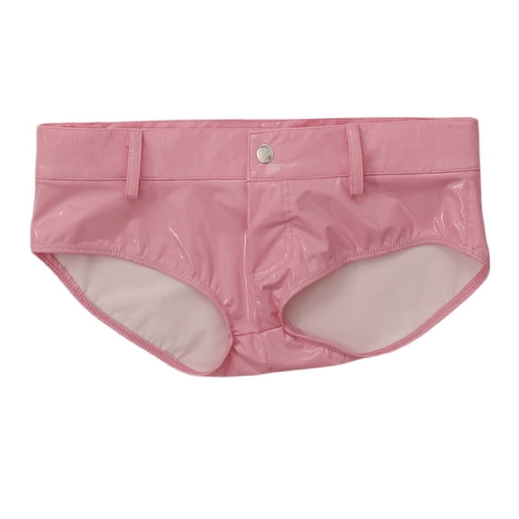 Women Faux Leather Skinny Shorts Raves Dance Parties Bottoms Low Waist Shining Glossy Wetlook Booty Shorts Hot Pant
