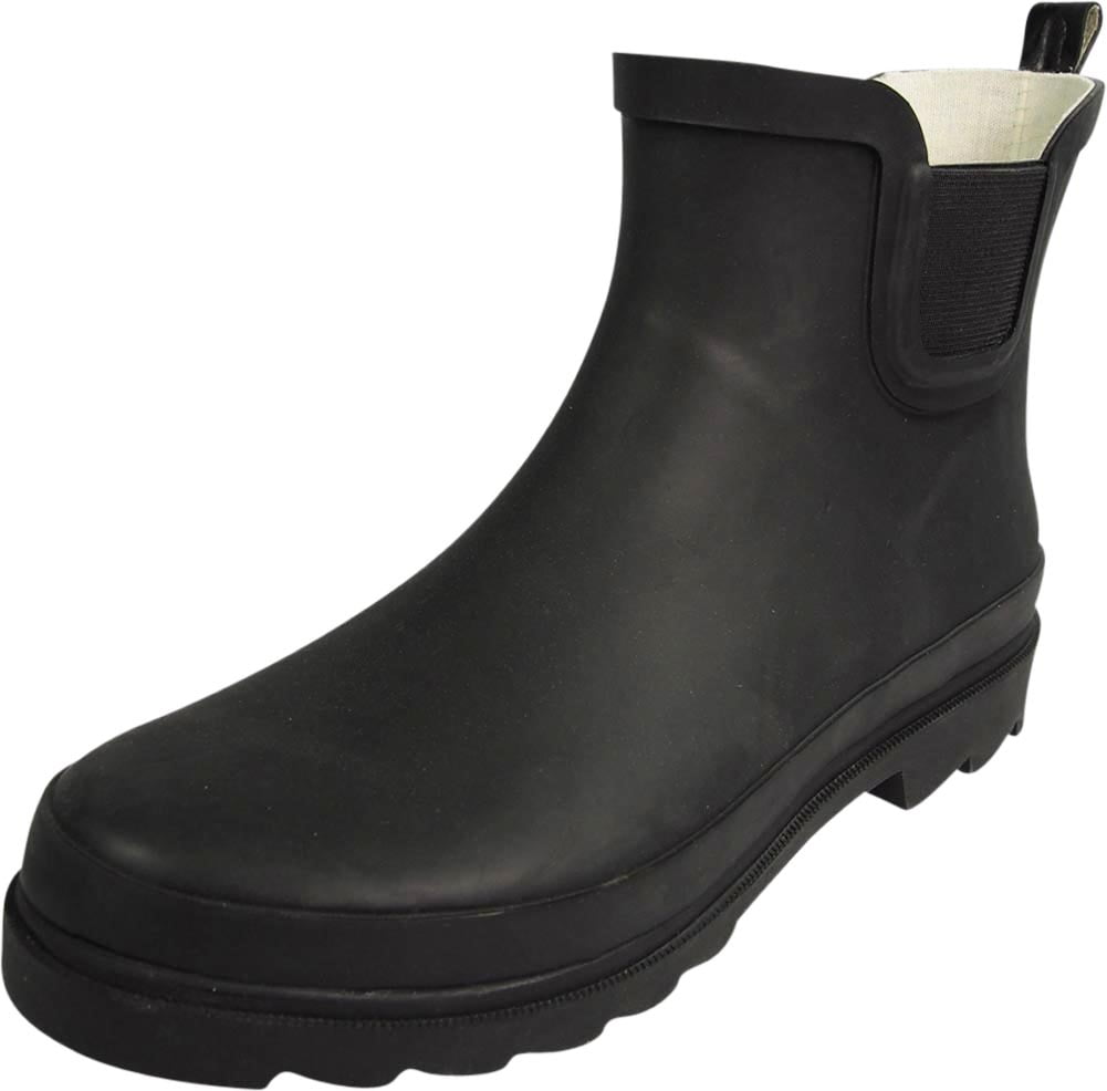 matte black ankle rain boots