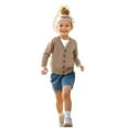 thumbnail image 3 of SUXIAN Kids Sweater Classic Button Front Cardigan Knit Comfortable Coat for Girls and Boys Everyday Wear Khaki 2-3Years, 3 of 9