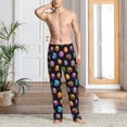 thumbnail image 5 of Uemuo Lovely Planet Pattern Men's Wide Leg Palazzo Lounge Pants with Pockets Light Weight Loose Comfy Casual Pajama Pants-Small, 5 of 9