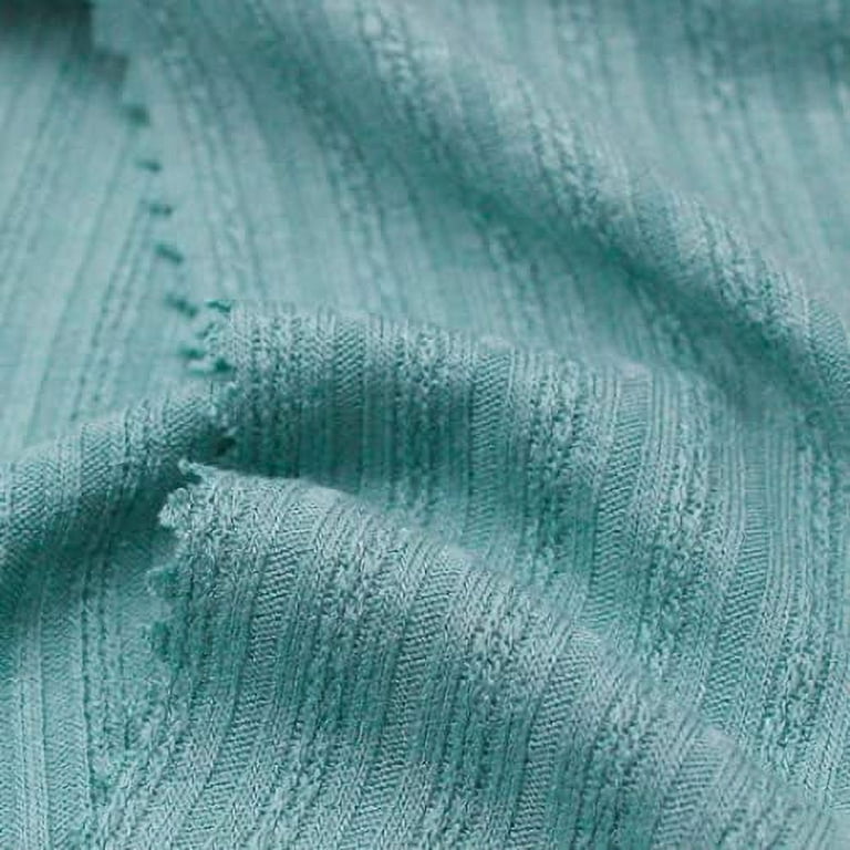 Seafoam Pale Rayon Spandex Pointelle Rib Knit Fabric By The Yard 