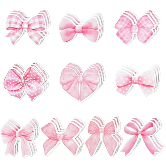 Style-Carry 30 Pads 600 Sheets Cute Pink Bow Sticky Notes, 10 Design Self-Adhesive Note Pads for Party Decorations, Office Supplies