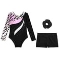 thumbnail image 3 of Aislor Kids Girls Printed Patchwork Long Sleeve Gymnastic Leotard Biketard Unitard with Shorts Hair Leopard 14, 3 of 6