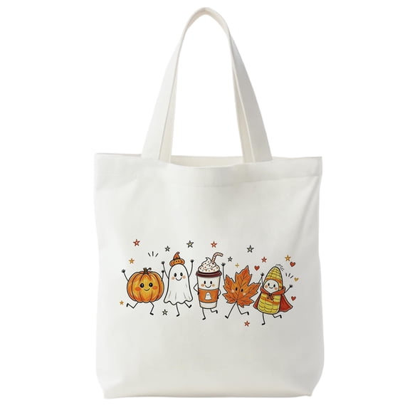 Fall Halloween Canvas Tote Bag，Reusable Shoulder Bag for Daily