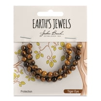 John Bead Earth’s Jewels Tiger Eye Beads - Round, Pkg of 33, 6 mm Dia.