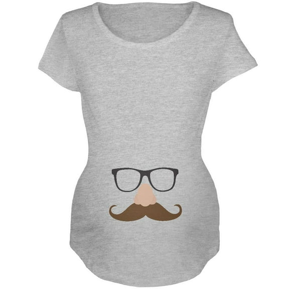 Halloween Glasses & Mustache Disguise Costume Maternity Soft T Shirt Heather X-LG