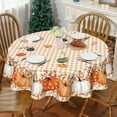 thumbnail image 4 of YIBAGA Fall Tablecloth, Thanksgiving Pumpkins ‌Buffalo Plaid Tableware Home Decor, 70 inch Diameter Round, Polyester, 4 of 6
