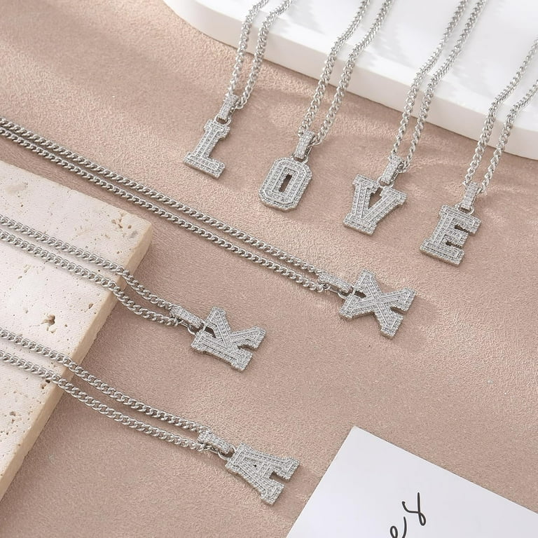 Initial A-Z Letter Pendant Necklace for Men 18K Gold Plated