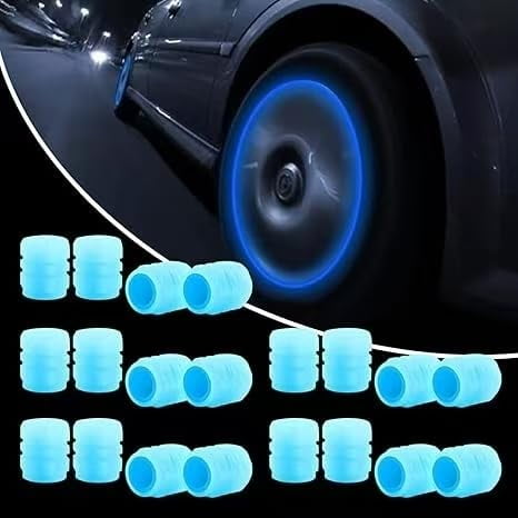 20Pcs Universal Fluorescent Tire Valve Caps – Glow Dustproof Wheel Stem Covers ABS Accessories