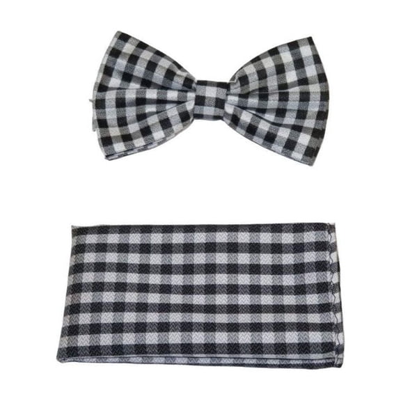 Men Bow Tie Hankie J.Valintin Formal Tuxedo, Business #BT9 Black White Checker