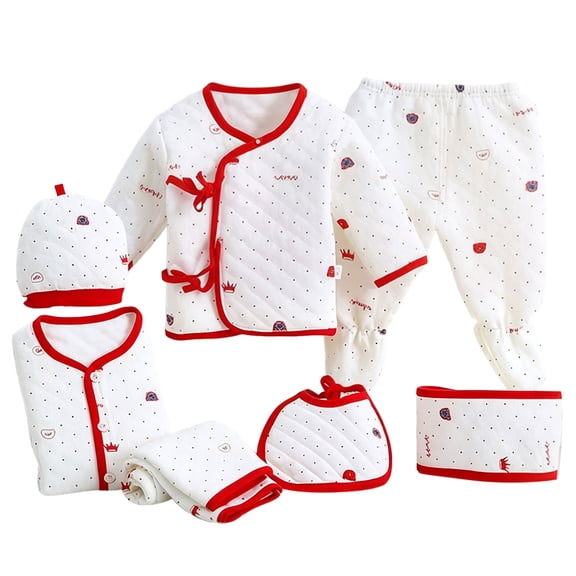 Emitonse Baby Boy Clothes 0-3 Months Baby Girl Clothes Newborn Seven Piece Baby Set For Comfortable Soft Stylish And Cute Cartoon Baby Set Red,Size 0-3 Months