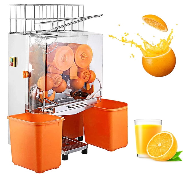 INTBUYING Orange Juice Machine Electric Orange Press Juicer Citrus Juice Squeezer with Plastic Basket with Scraper for Home Commercial Use 110V