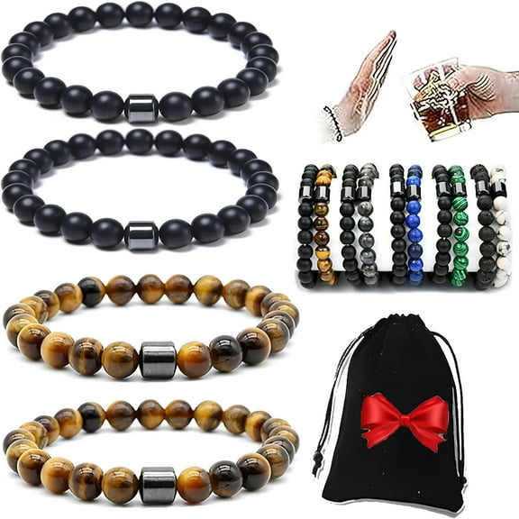 DESIGNICE 4 PCS Anti Alcohol Bracelet, Adjustable Bead Sobriety Bracelets for Women and Men