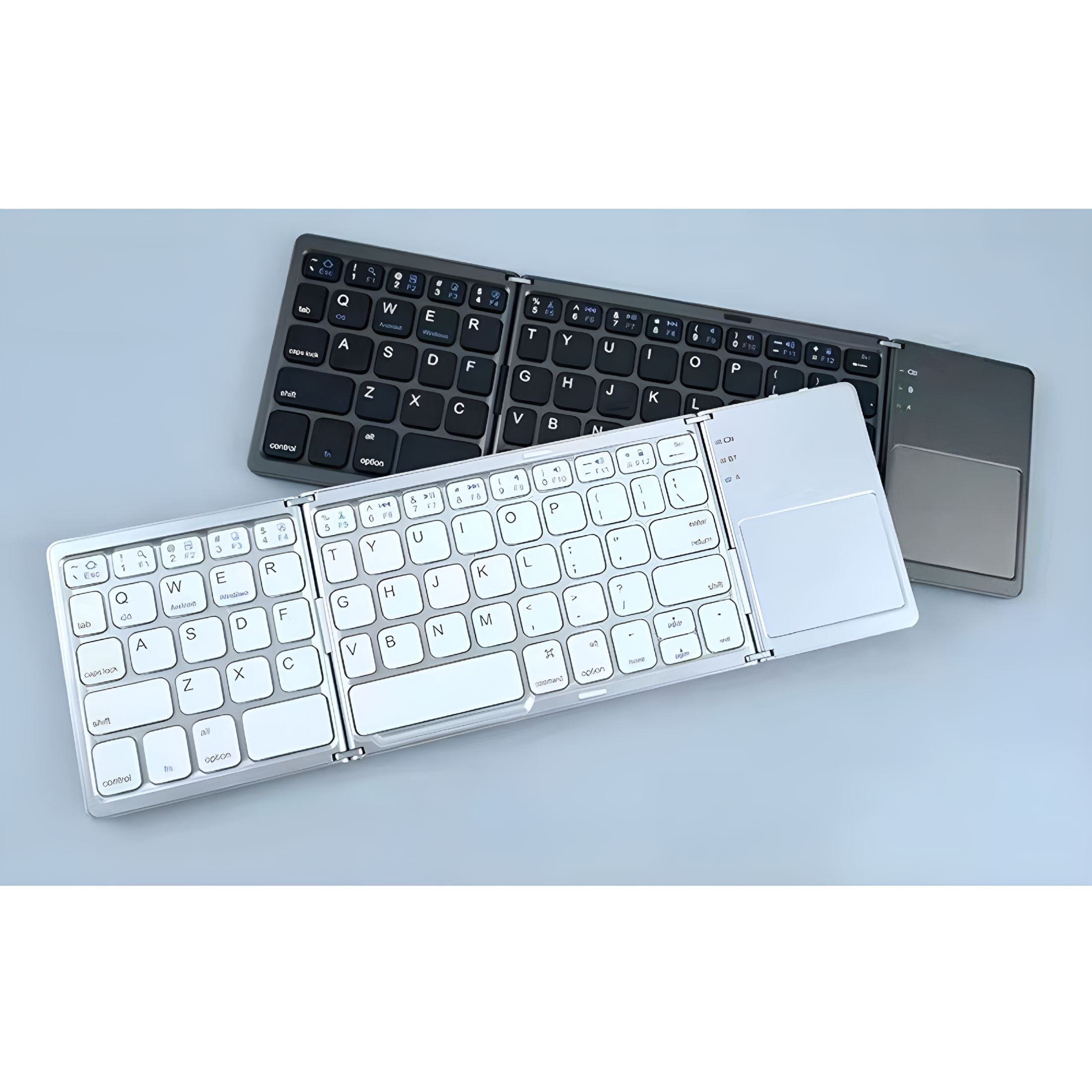 GJX Mini Folding Wireless Keyboard Bluetooth Portable Universal Foldable Touchpad for Android iOS Tablet Rechargeable Slim Lightweight Security Lock Screen for Travel Office Home