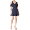 thumbnail image 1 of Vestido Ajustado y Acampanado J.O.A. con Hombros Descubiertos Azul XS, 1 of 1