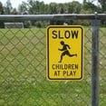 thumbnail image 3 of 8 x 12 inch “Slow - Children at Play” Metal Sign, Screen Printed, 63 mil Laminated Rustproof Aluminum, Black and Yellow, 3 of 5