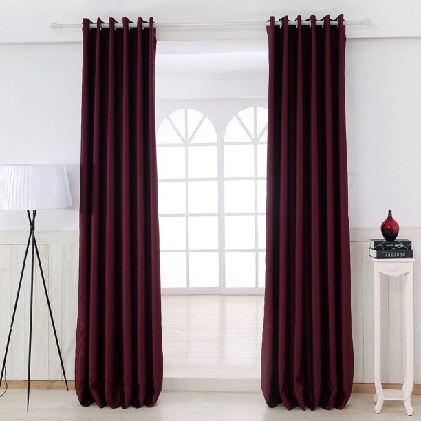 Vivohome 2 Panels Blackout Grommet Window Curtains Wine Red 42 W X 84 L Walmart Com Walmart Com