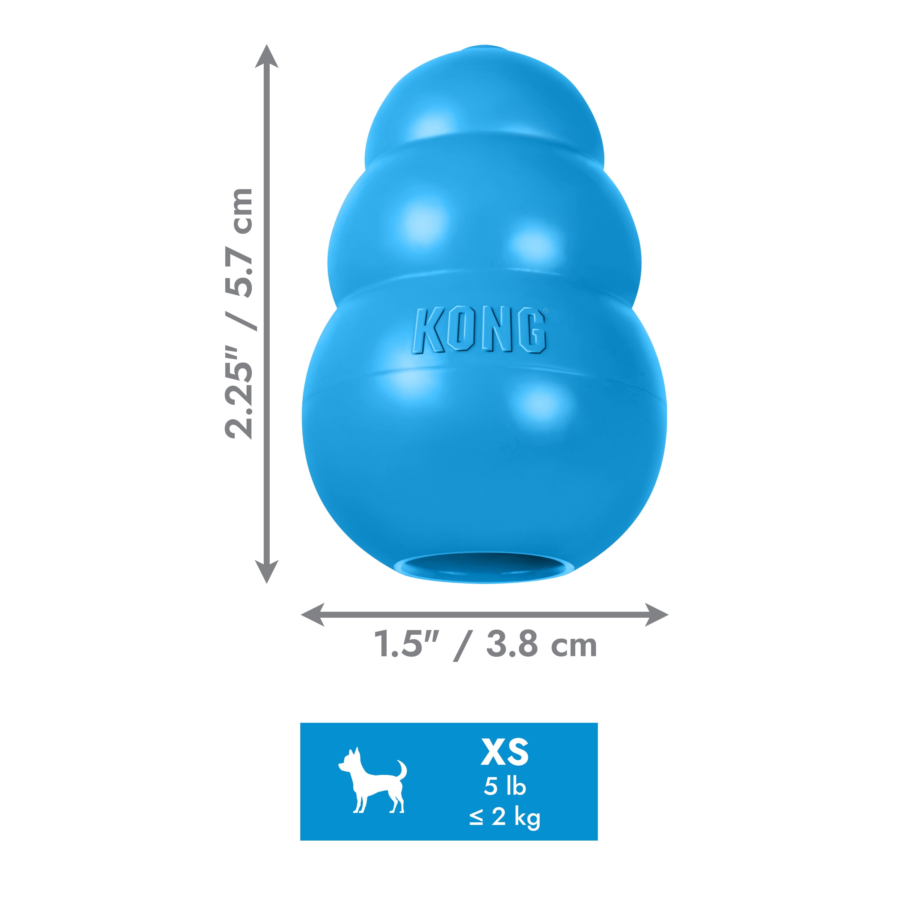 KONG® Classic Rubber Puppy Dog Toy for Beginner Chewers, Blue, Extra Small for Dogs up to 5 lbs