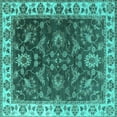 thumbnail image 1 of Ahgly Company Machine Washable Indoor Square Oriental Turquoise Blue Industrial Area Rugs, 4' Square, 1 of 4