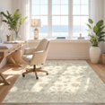 thumbnail image 3 of Design&I 8'x10' Washable Area Rug Sleek Flatweave Pet Friendly Neutral Cream Field Scattered Blossoms Border Beige Pile for King Size Bedroom, Under Bed, 3 of 7