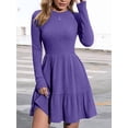 thumbnail image 5 of Katigan Womens Long Sleeve Fall Dresses with Flowy Casual Ribbed Knit Crew Neck Knee Length Sweater Dress Purple Orchid XL, 5 of 6