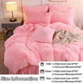 thumbnail image 7 of LIFEREVO 3 Pieces Luxury Plush Shaggy Faux Fur Duvet Cover Set(1 Fluffy Fuzzy Comforter Cover + 2 Pompoms Fringe Quilted Pillow Shams) Furry Bed Set, Zipper Closure, King Size, Pink, 7 of 7