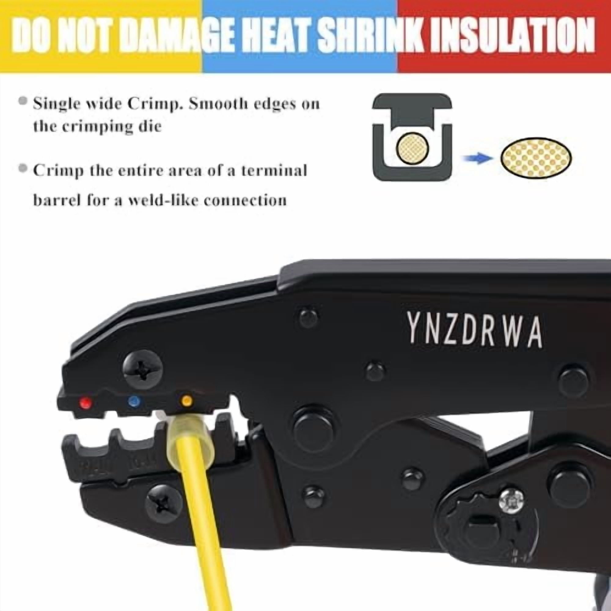 Crimping Tool for Heat Shrink Connectors, Upgraded Wire Crimper Tool, Ratcheting Wire Terminal Crimper - Crimping Pliers - Ratchet Terminal Crimper for 10 to 22 AWG Wire$$Tools & Hardware Other