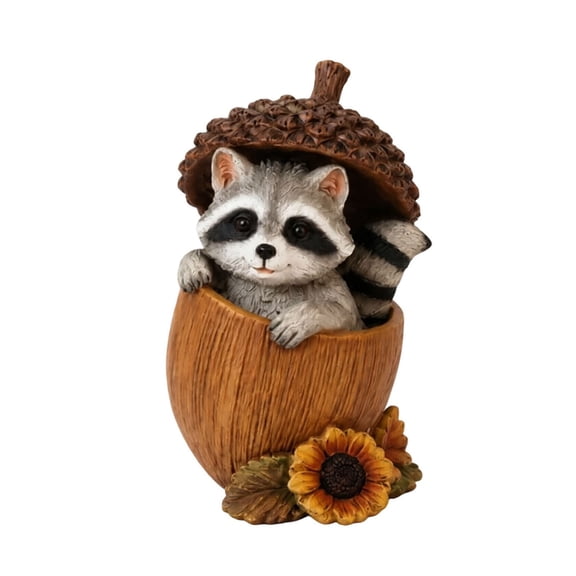 Resin Animal Figurines In Acorn Shells Autumn Harvest Tabletop Decor For Home Shelf And Mantel DisplayA-16
