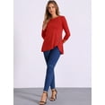 thumbnail image 3 of DARING DIVA Women's Casual Stretchy Tunic Asymmetric Hem Top M Red, 3 of 6