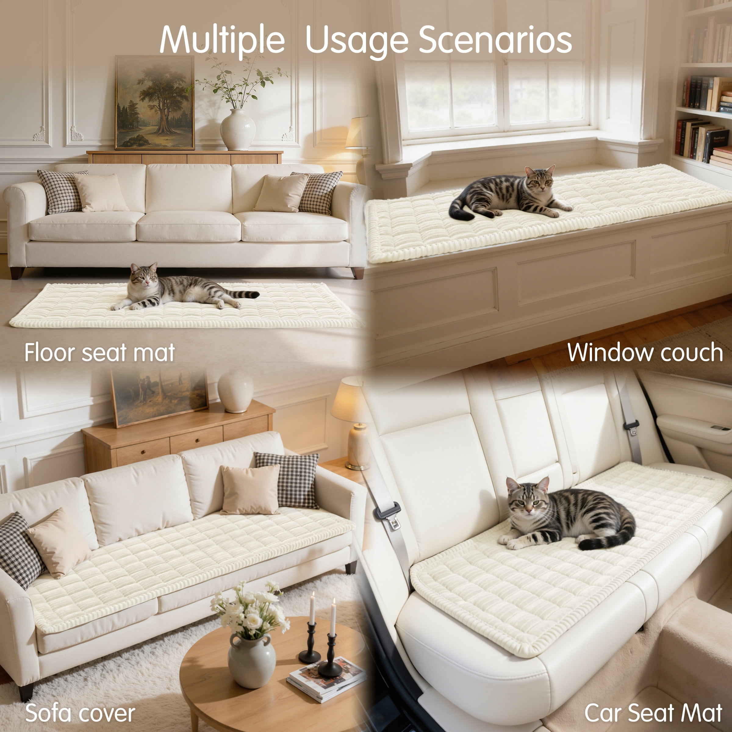 Subrtex Soft Couch Cover for Dogs, Washable Pet Friendly Couch Covers , Non Slip and Thick Sofa Slipcover, Furniture Protector Mat Blanket for Pets(28x83,Ivory)