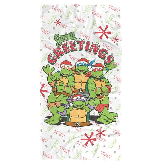 TMNT Teenage Mutant Ninja Turtles, 30'x60' Green Greetings Beach Towel