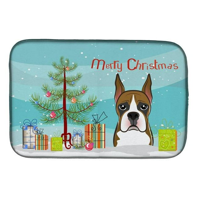 Carolines Treasures BB1595DDM Christmas Tree & Boxer Dish Drying Mat