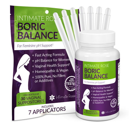 Intimate Rose Boric Acid Suppositories - pH Balance for Women - Boric Acid Vaginal Suppositories for Yeast Infection Treatment, Vaginitis, Bacterial