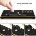 thumbnail image 5 of Samsung S21 Ultra Case, Slim Fit Plating Heart Soft TPU with Adjustable Wristband Kickstand Scratch Resistant Shockproof Protective Phone Cover for Samsung Galaxy S21 Ultra 6.8", Black/Golden, 5 of 9