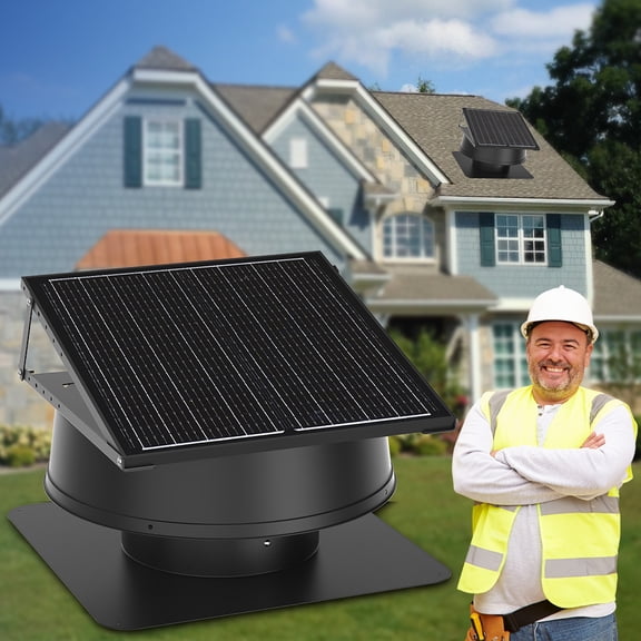 55W 12" Solar Attic Fan with Smart Power Adapter Remote