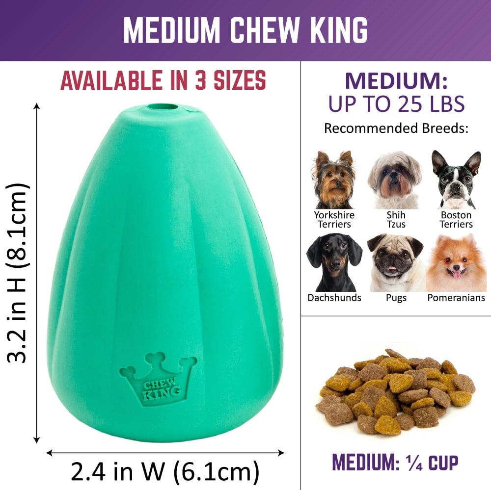 Chew King By Mammoth Premium Treat Dog Toy, Medium, Extremely Durable Natural Rubber Toy, Pack of 2