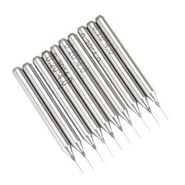 10 brocas de grabado de acero de tungsteno para maquinaria CNC PCB de 0,2 mm